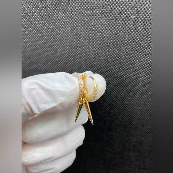 Spike Gold Gothic Earrings - Picture 9 of 12